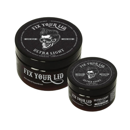 Fix Your Lid Ultra Light Pomade for Men - Low Hold & Low Shine Styling - Water-Based, Easy to Wash Out - Full Size & Travel Size Bundle (3.75 oz + 1.7 oz) Avelisse