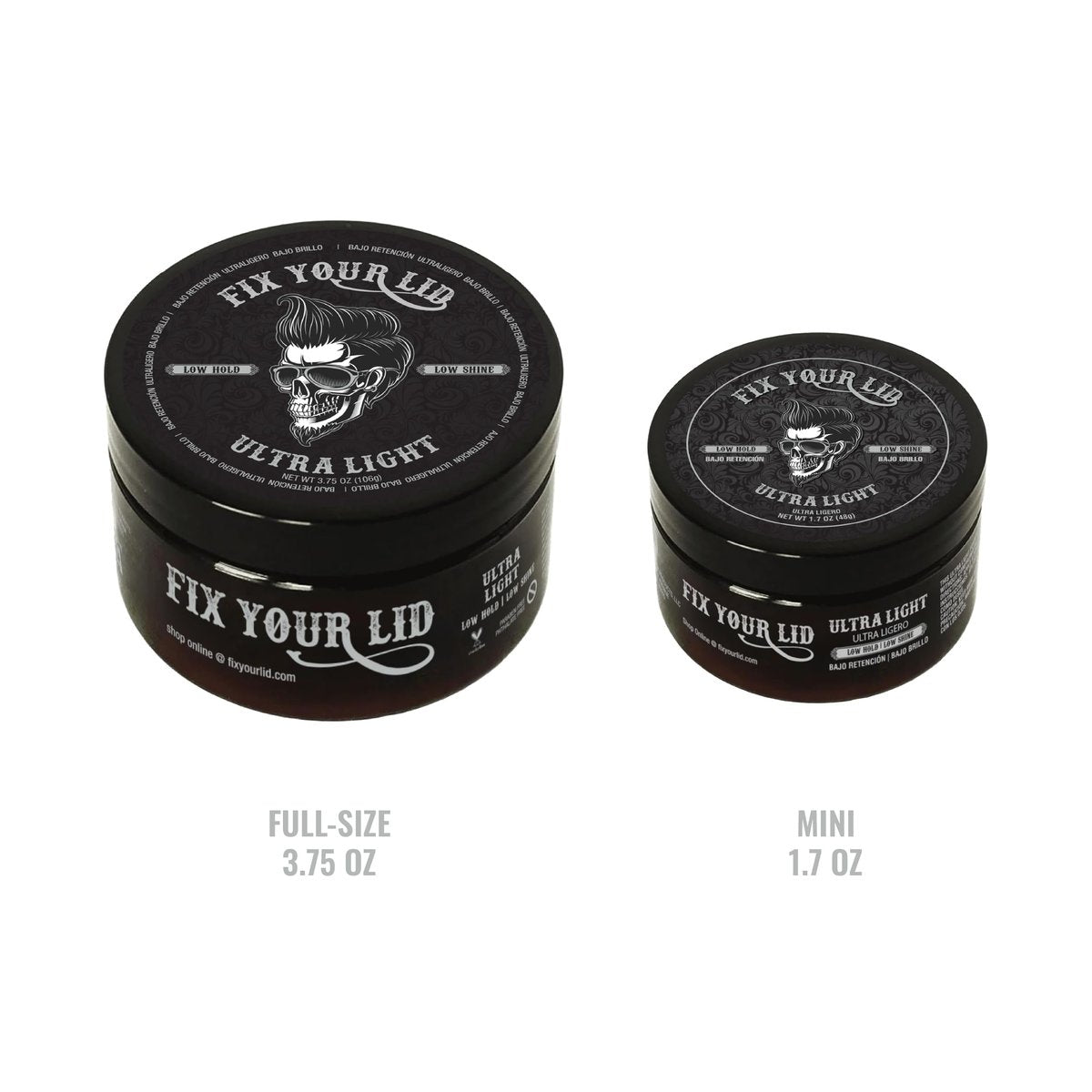 Fix Your Lid Ultra Light Pomade for Men - Low Hold & Low Shine Styling - Water-Based, Easy to Wash Out - Full Size & Travel Size Bundle (3.75 oz + 1.7 oz) Avelisse