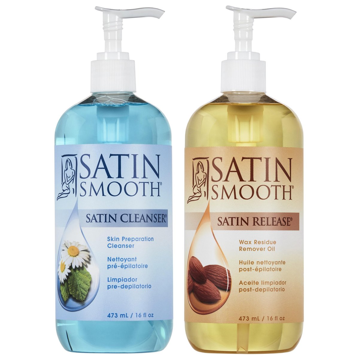 Satin Smooth Post Wax Oil & Pre-Wax Cleanser Duo - 32 fl oz Total - Wax Residue Remover & Skin Prep for Afterwax Care Avelisse