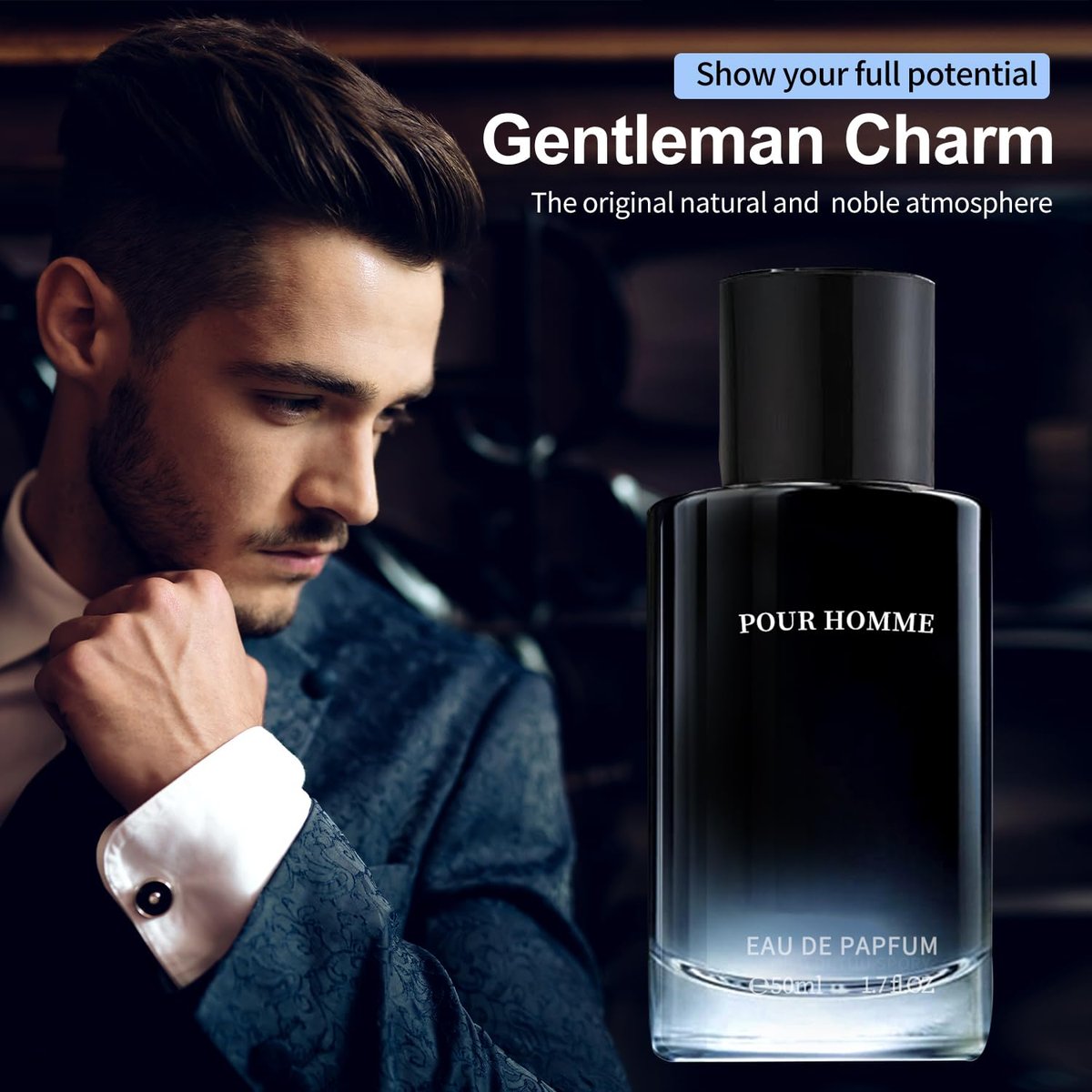 Men's Hypnotic Eau de Toilette – Fresh, Warm & Long-Lasting Fragrance Spray, 1.7 Fl Oz (50 ml), Holiday Gift Avelisse