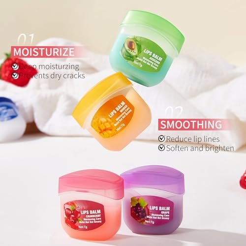 BERALLOYE 8-Piece Lip Balm Set - Moisturizing Lip Care Kit with 8 Fruit Flavored Lip Masks, 4-in-1 Lip Treatment for Dry Skin, Smooths Lip Lines, Hydrating Lipstick, Long-Lasting Natural Finish - görsel 12