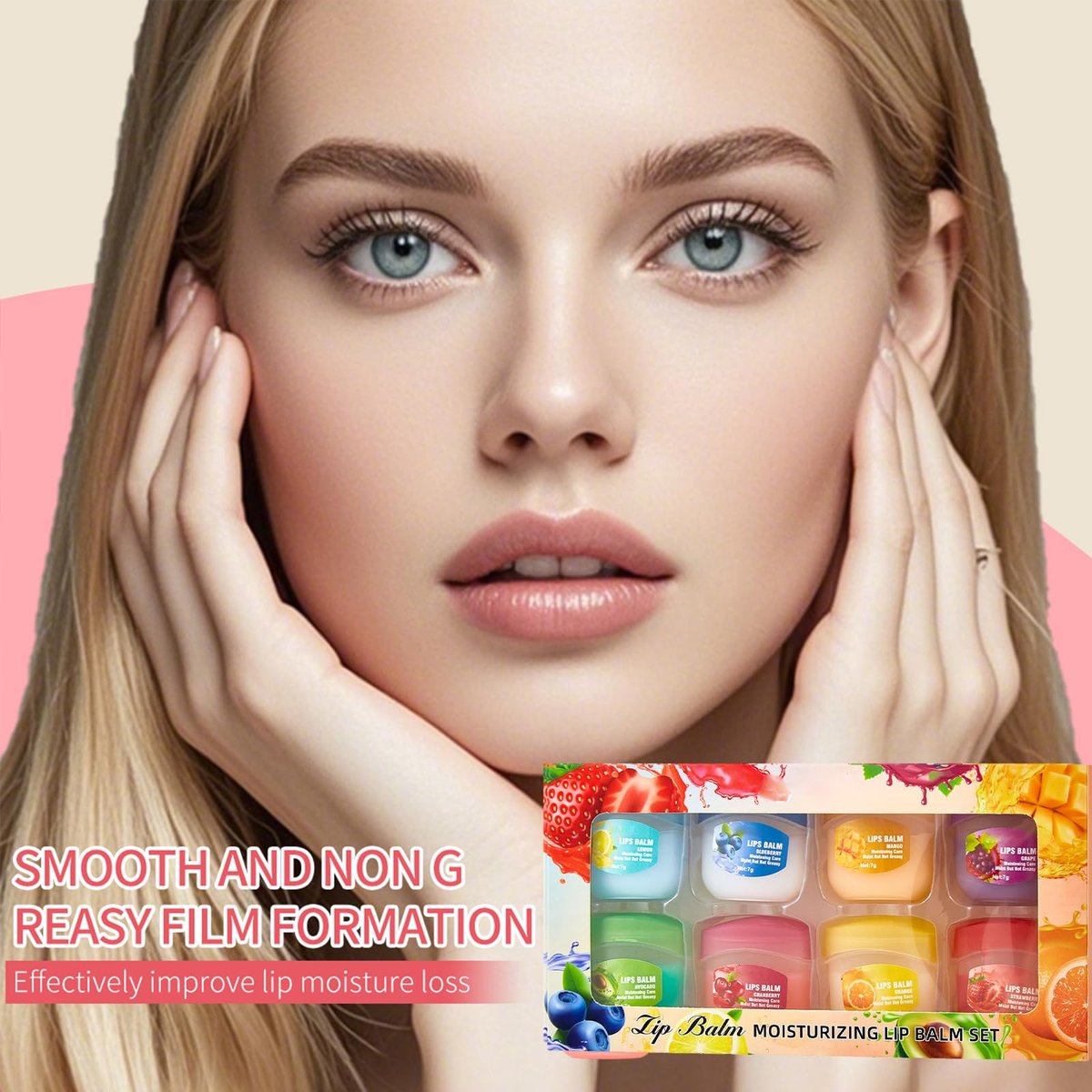 BERALLOYE 8-Piece Lip Balm Set - Moisturizing Lip Care Kit with 8 Fruit Flavored Lip Masks, 4-in-1 Lip Treatment for Dry Skin, Smooths Lip Lines, Hydrating Lipstick, Long-Lasting Natural Finish - görsel 13
