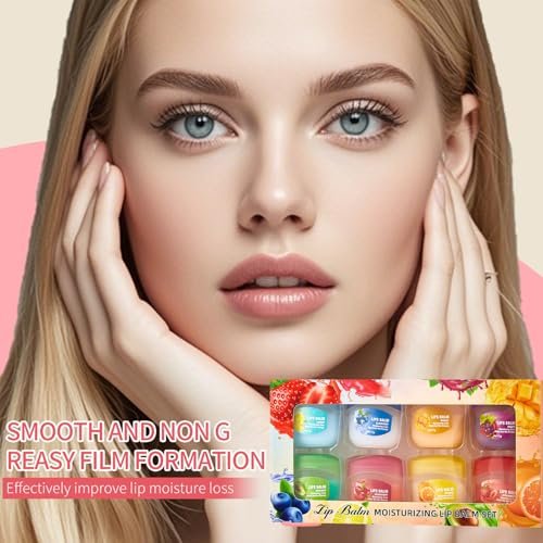 BERALLOYE 8-Piece Lip Balm Set - Moisturizing Lip Care Kit with 8 Fruit Flavored Lip Masks, 4-in-1 Lip Treatment for Dry Skin, Smooths Lip Lines, Hydrating Lipstick, Long-Lasting Natural Finish - görsel 14