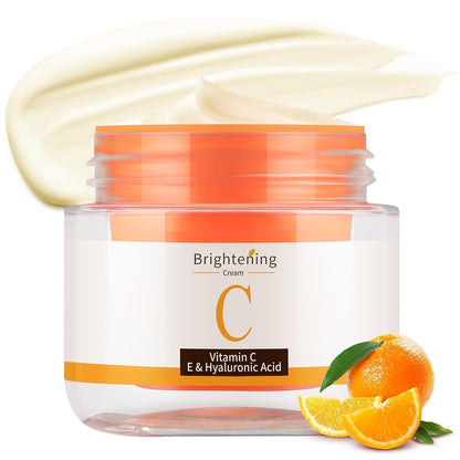 Vitamin C Face Cream - Anti-Aging Moisturizer with Hyaluronic Acid for Fine Lines, Wrinkles & Firming - Antioxidant Brightening Cream 1.7 fl oz
