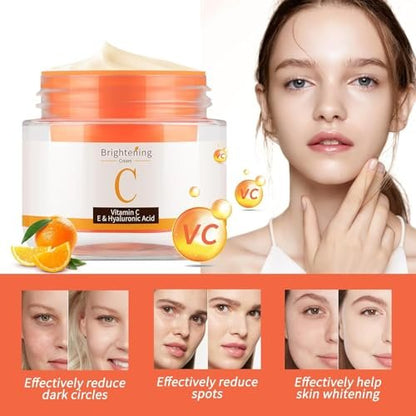 Vitamin C Face Cream - Anti-Aging Moisturizer with Hyaluronic Acid for Fine Lines, Wrinkles & Firming - Antioxidant Brightening Cream 1.7 fl oz
