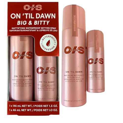 On ’Til Dawn Big & Bitty Mattifying Waterproof Setting Spray Duo – Full Size (3.4 fl. oz) + Travel Size (1.0 fl. oz) Avelisse
