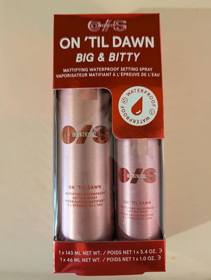 On ’Til Dawn Big & Bitty Mattifying Waterproof Setting Spray Duo – Full Size (3.4 fl. oz) + Travel Size (1.0 fl. oz) Avelisse