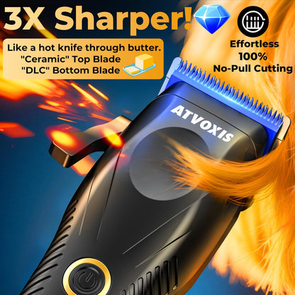 ATVOXIS 9000 RPM Brushless Motor Professional Hair Clippers Set for Men - Cordless Clippers & Zero Gap Trimmers with DLC Blades LED Display Fast Charging Stands Travel Pouch Avelisse