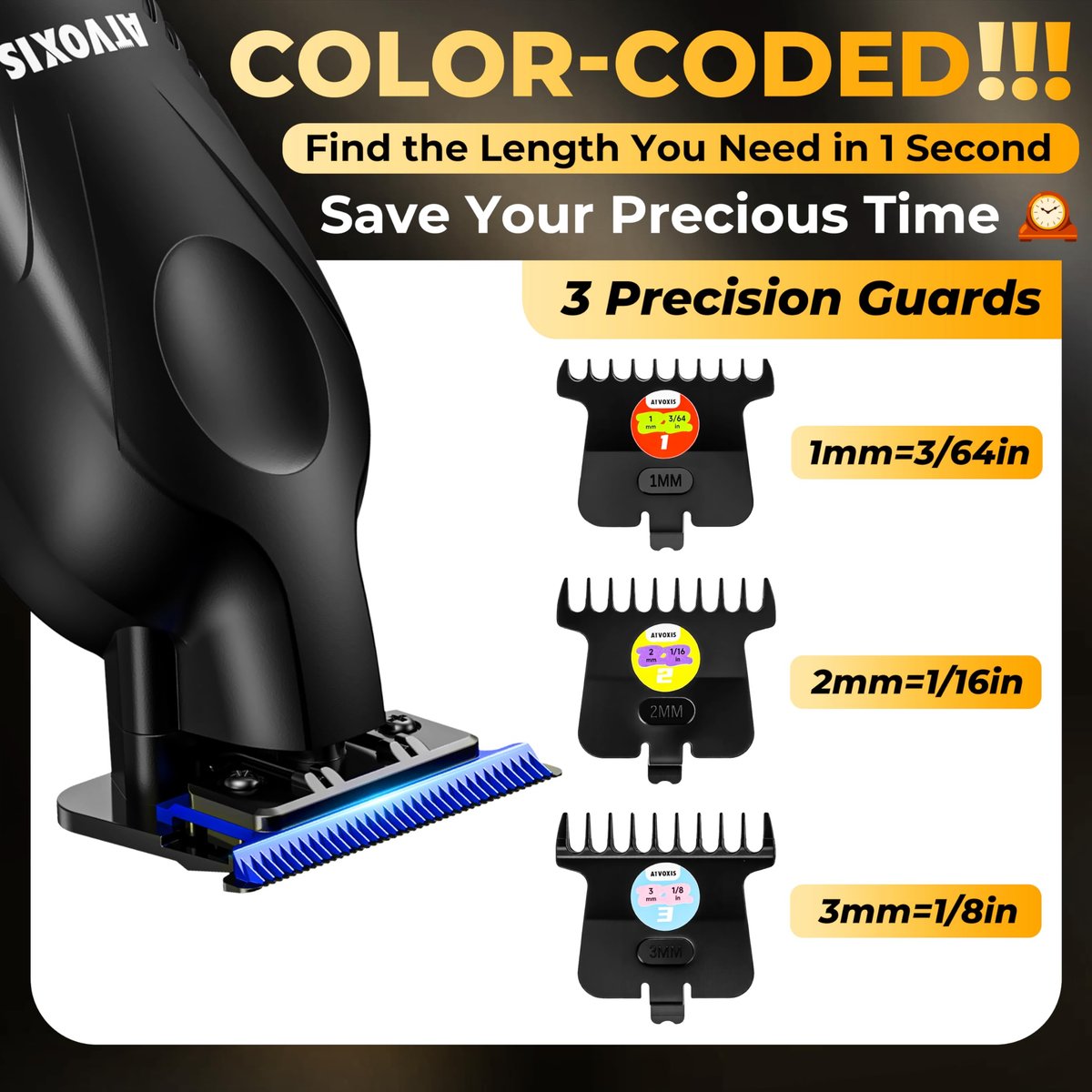 ATVOXIS Zero Gap 9,000 RPM Brushless Professional T Blade Trimmer for Men - Cordless Hair/Beard Clipper Edger Liner Outliner with LED Display, 300min Runtime, Fast Charging Stand & Travel Pouch Avelisse