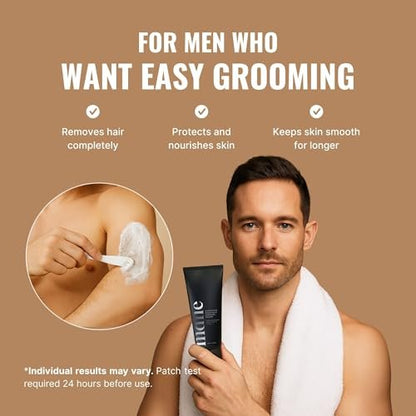 Superior Mane Razorless Hair Removal Cream for Men – Painless Body & Intimate Hair Removal, No Razor Burn – Rinse-Free Formula with Cooling Effect, Aloe Vera, Witch Hazel & Green Tea – 150ml Avelisse