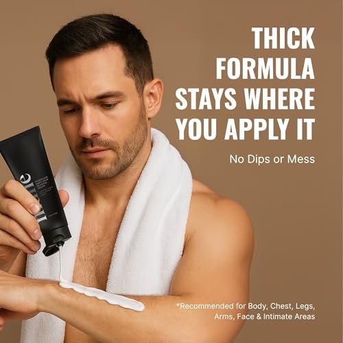 Superior Mane Razorless Hair Removal Cream for Men – Painless Body & Intimate Hair Removal, No Razor Burn – Rinse-Free Formula with Cooling Effect, Aloe Vera, Witch Hazel & Green Tea – 150ml Avelisse