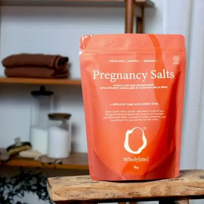 WholyMe Pregnancy Bath Salts - 1kg Epsom Salt for Mothers-to-Be, Eases Muscular Tension & Irritated Skin, Promotes Skin Elasticity, Prenatal Relaxation & Restful Sleep Avelisse