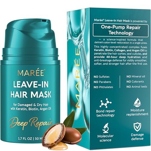MAREE Deep Conditioning Leave-In Hair Mask – Keratin & Biotin Treatment for Damaged Hair, Repair & Hydration Avelisse