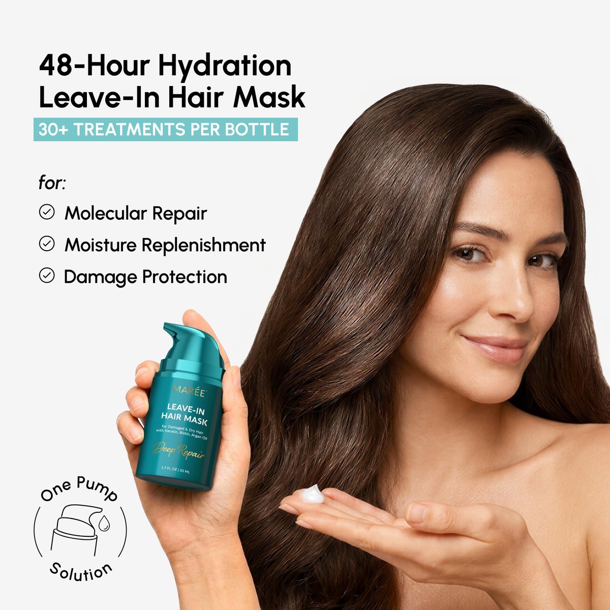 MAREE Deep Conditioning Leave-In Hair Mask – Keratin & Biotin Treatment for Damaged Hair, Repair & Hydration Avelisse