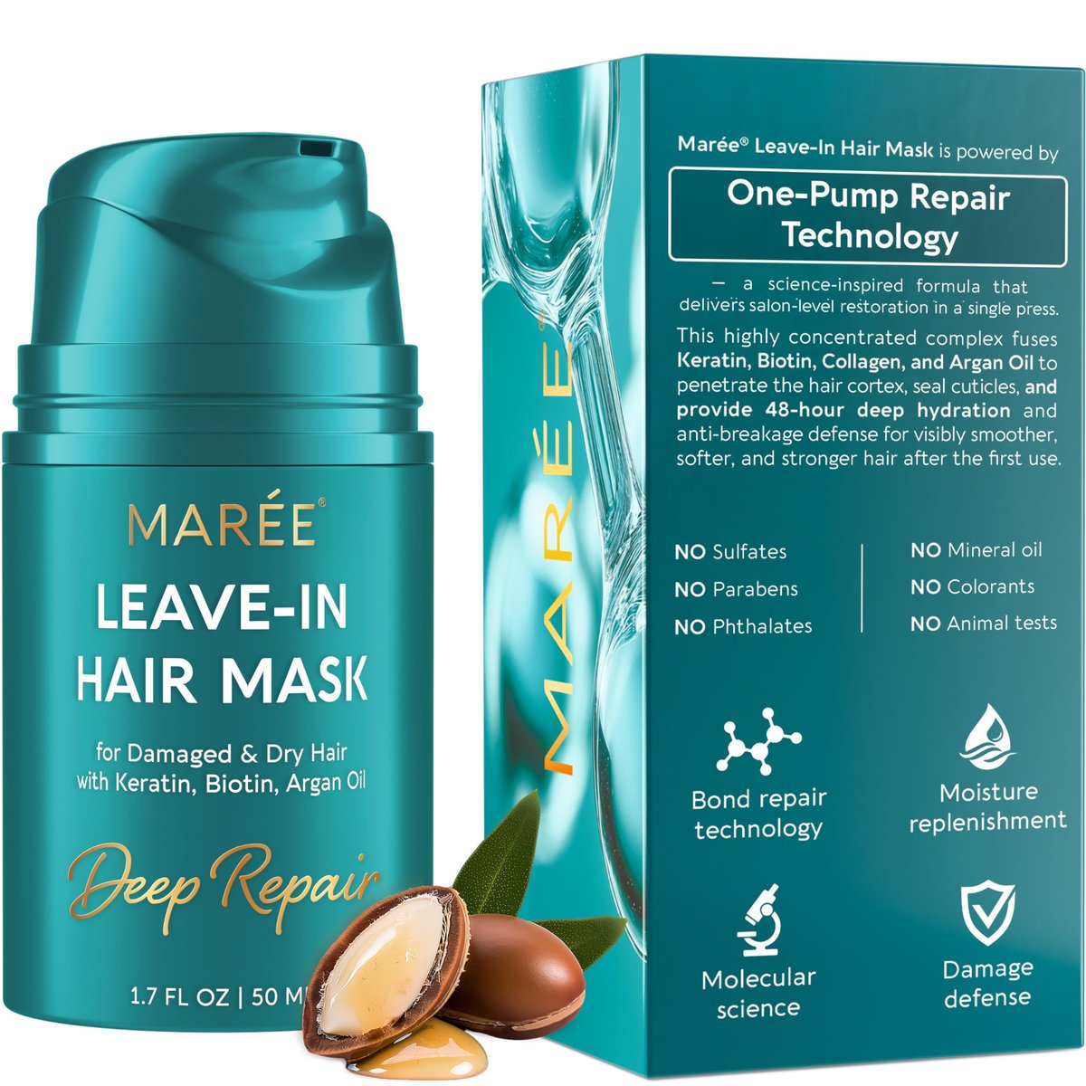 MAREE Deep Conditioning Leave-In Hair Mask – Keratin & Biotin Treatment for Damaged Hair, Repair & Hydration Avelisse