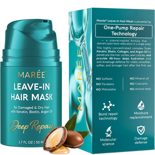 MAREE Deep Conditioning Leave-In Hair Mask – Keratin & Biotin Treatment for Damaged Hair, Repair & Hydration Avelisse
