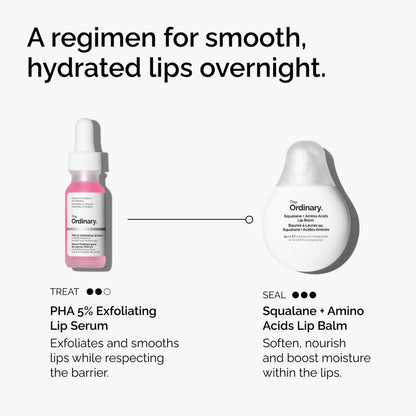 The Ordinary PHA 5% Exfoliating Lip Serum - Hydrating Overnight Lip Exfoliator Treatment 0.5 Fl Oz