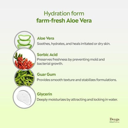 Deyga Aloe Vera Gel – 100% Natural Multipurpose Hydrating Gel for Skin & Hair, Soothes, Heals, Reduces Scars & Dandruff, 100 ml