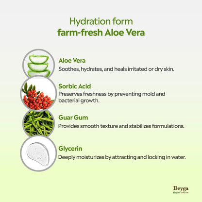 Deyga Aloe Vera Gel – 100% Natural Multipurpose Hydrating Gel for Skin & Hair, Soothes, Heals, Reduces Scars & Dandruff, 100 ml