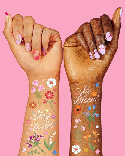 xo, Fetti Wildflower Garden Temporary Tattoos - 104 Pastel Floral Designs for Spring, Garden Party, Bridal Shower, Birthday Favors, Easter & Girly Fun