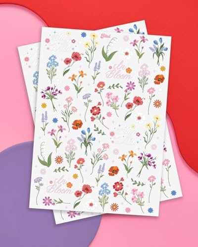 xo, Fetti Wildflower Garden Temporary Tattoos - 104 Pastel Floral Designs for Spring, Garden Party, Bridal Shower, Birthday Favors, Easter & Girly Fun - görsel 4