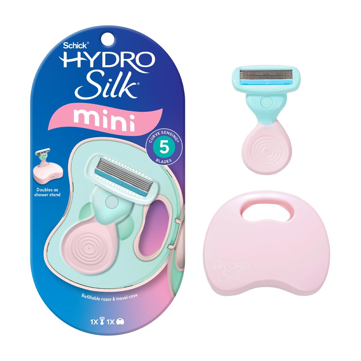 Schick Hydro Silk Mini Razor for Women - Travel Size 5-Blade Razor with Case - görsel 1