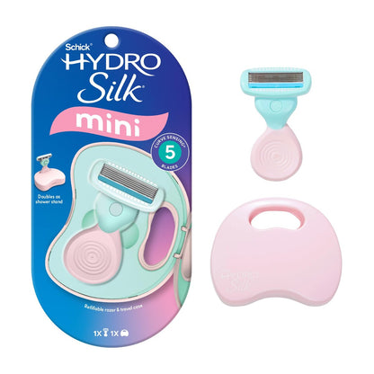Schick Hydro Silk Mini Razor for Women - Travel Size 5-Blade Razor with Case