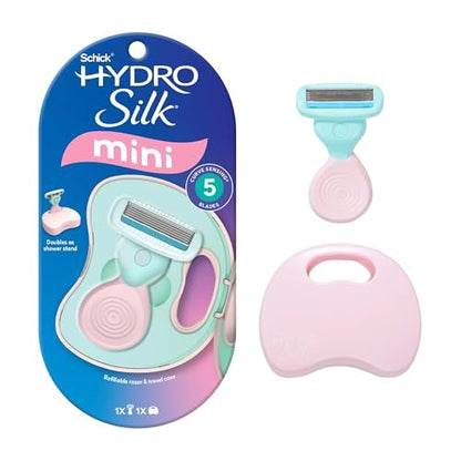Schick Hydro Silk Mini Razor for Women - Travel Size 5-Blade Razor with Case