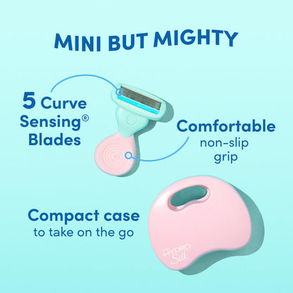 Schick Hydro Silk Mini Razor for Women - Travel Size 5-Blade Razor with Case