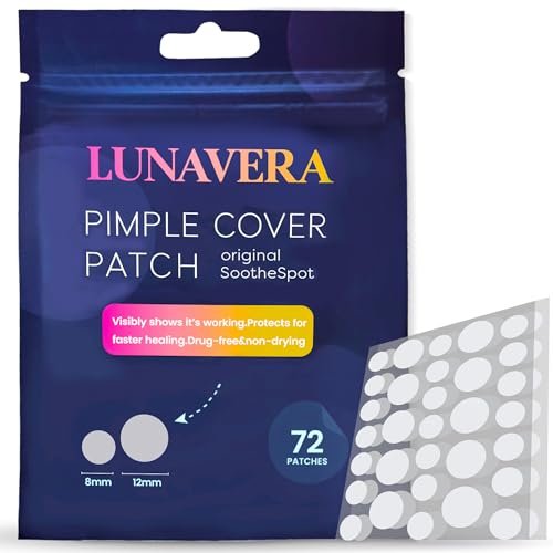 LUNAVERA Hydrocolloid Spot Cover Patches – 72 Count, 8mm & 12mm Thin Clear Face Stickers for Discreet Daily Wear - görsel 2