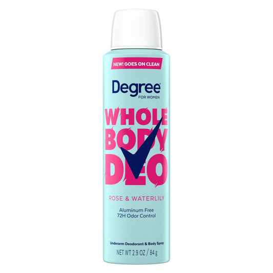 Degree Women Deodorant Spray – Rose and Waterlily Scent, Aluminum Free, 72H Odor Protection, 2.9 oz