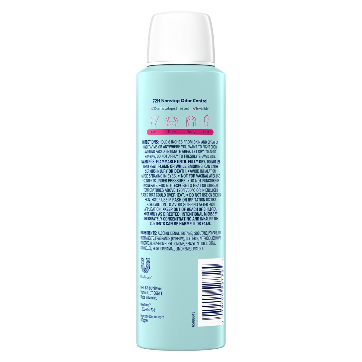 Degree Women Deodorant Spray – Rose and Waterlily Scent, Aluminum Free, 72H Odor Protection, 2.9 oz - görsel 3