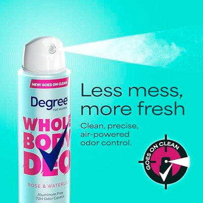 Degree Women Deodorant Spray – Rose and Waterlily Scent, Aluminum Free, 72H Odor Protection, 2.9 oz