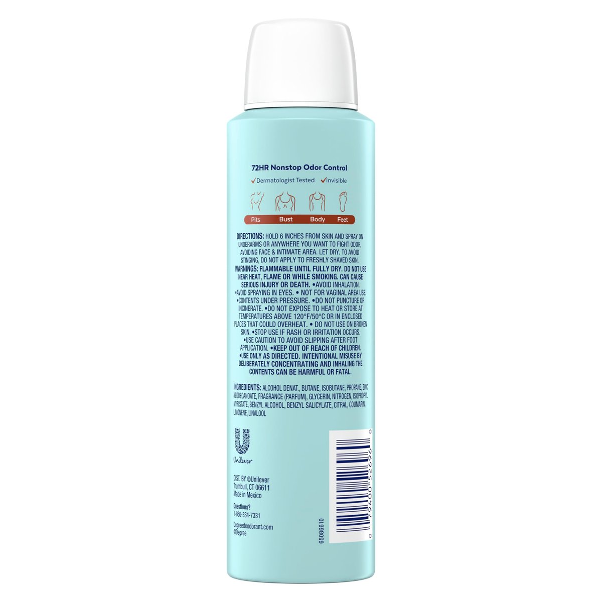 Degree Women Deodorant Spray Fresh Coconut Scent, Aluminum Free, 72H Odor Protection, 2.9 oz - görsel 3