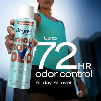 Degree Women Deodorant Spray Fresh Coconut Scent, Aluminum Free, 72H Odor Protection, 2.9 oz