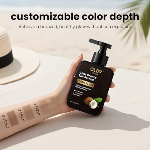 Olov Beauty Self Tanning Lotion - Natural Self Tanner with Shea Butter & Coconut Oil for Sensitive Skin, Customizable Medium to Dark Tan, Sunless & Moisturizing (5.07 fl oz) Avelisse