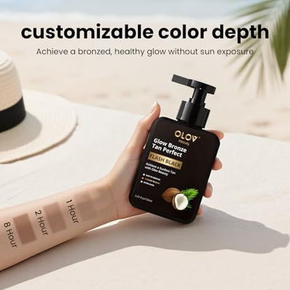 Olov Beauty Self Tanning Lotion - Natural Self Tanner with Shea Butter & Coconut Oil for Sensitive Skin, Customizable Medium to Dark Tan, Sunless & Moisturizing (5.07 fl oz) Avelisse