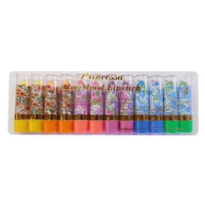 Aloe Mood Lipstick 12 Assorted Colors - Magic Color Changing Lipstick, Temperature Activated Lip Color