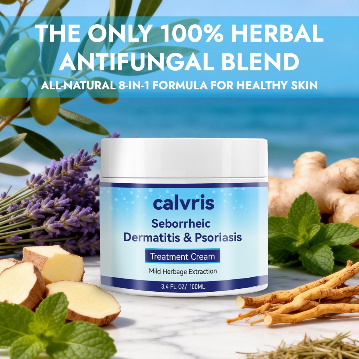 Calvris Scalp Comfort Balm - Steroid-Free Botanical Formula for Dry, Itchy Scalp & Skin, 3.4 Fl Oz | Natural Soothing Relief with Cooling Sensation Avelisse