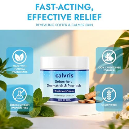 Calvris Scalp Comfort Balm - Steroid-Free Botanical Formula for Dry, Itchy Scalp & Skin, 3.4 Fl Oz | Natural Soothing Relief with Cooling Sensation Avelisse