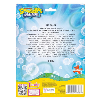 SpongeBob SquarePants 4-Pack Plant-Based Fruity Scented Lip Balm & 1 Tin - Colorful Hydrating Moisturizer Swirl Lip Balm Set for Kids by Townley Girl