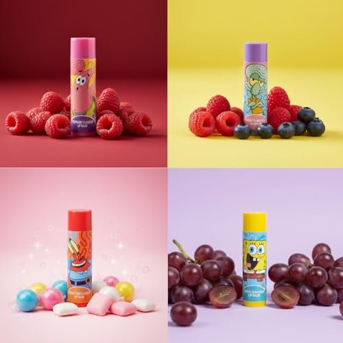 SpongeBob SquarePants 4-Pack Plant-Based Fruity Scented Lip Balm & 1 Tin - Colorful Hydrating Moisturizer Swirl Lip Balm Set for Kids by Townley Girl - görsel 8