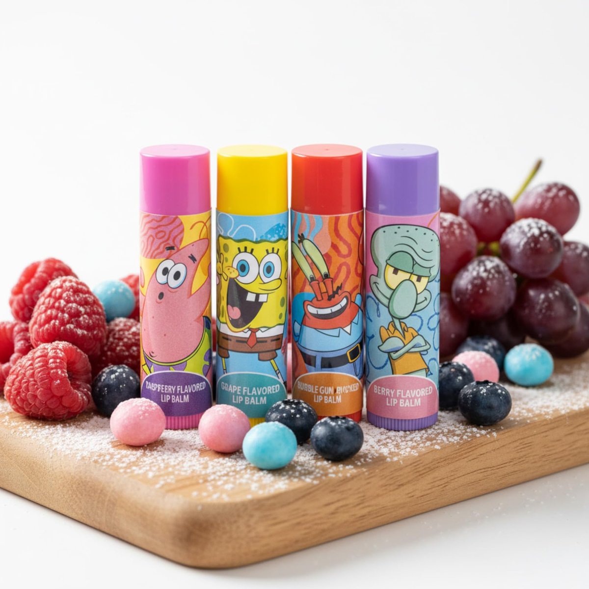 SpongeBob SquarePants 4-Pack Plant-Based Fruity Scented Lip Balm & 1 Tin - Colorful Hydrating Moisturizer Swirl Lip Balm Set for Kids by Townley Girl - görsel 9