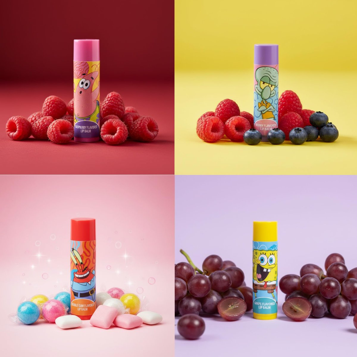 SpongeBob SquarePants 4-Pack Plant-Based Fruity Scented Lip Balm & 1 Tin - Colorful Hydrating Moisturizer Swirl Lip Balm Set for Kids by Townley Girl - görsel 7