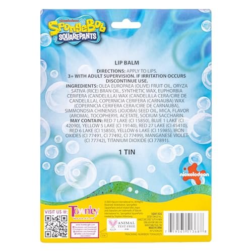SpongeBob SquarePants 4-Pack Plant-Based Fruity Scented Lip Balm & 1 Tin - Colorful Hydrating Moisturizer Swirl Lip Balm Set for Kids by Townley Girl - görsel 16