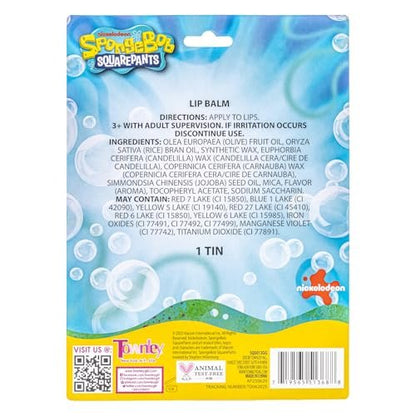 SpongeBob SquarePants 4-Pack Plant-Based Fruity Scented Lip Balm & 1 Tin - Colorful Hydrating Moisturizer Swirl Lip Balm Set for Kids by Townley Girl