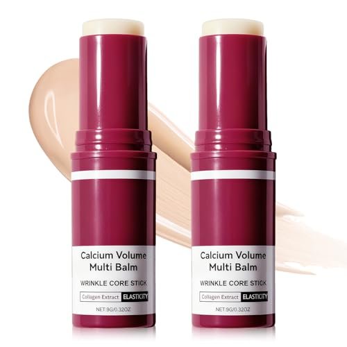 2-Pack Calcium Multi Balm – Anti-Aging Collagen Moisturizing Stick for Lips, Eyes & Face | Hydrating & Firming with Almond & Vitamin E Avelisse