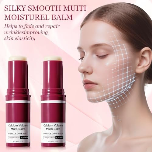 2-Pack Calcium Multi Balm – Anti-Aging Collagen Moisturizing Stick for Lips, Eyes & Face | Hydrating & Firming with Almond & Vitamin E Avelisse