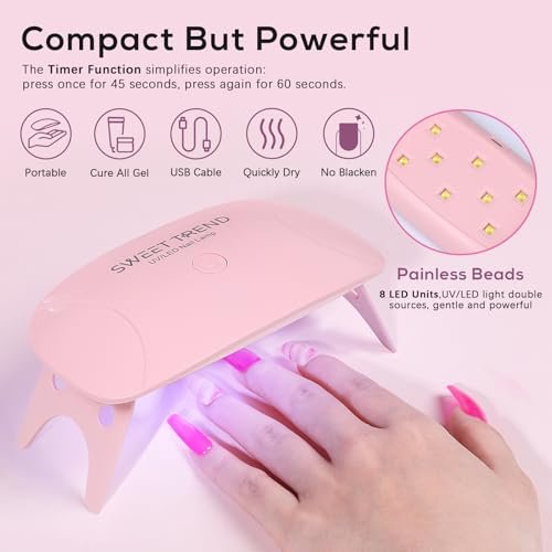 SWEET TREND Acrylic Nail Kit for Beginners: Professional Acrylic Powder Set with U V Light Nail Drill and Liquid - Full Tools Decoration Tech Gifts for Home Salon Women Avelisse