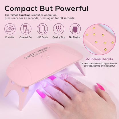 SWEET TREND Acrylic Nail Kit for Beginners: Professional Acrylic Powder Set with U V Light Nail Drill and Liquid - Full Tools Decoration Tech Gifts for Home Salon Women Avelisse